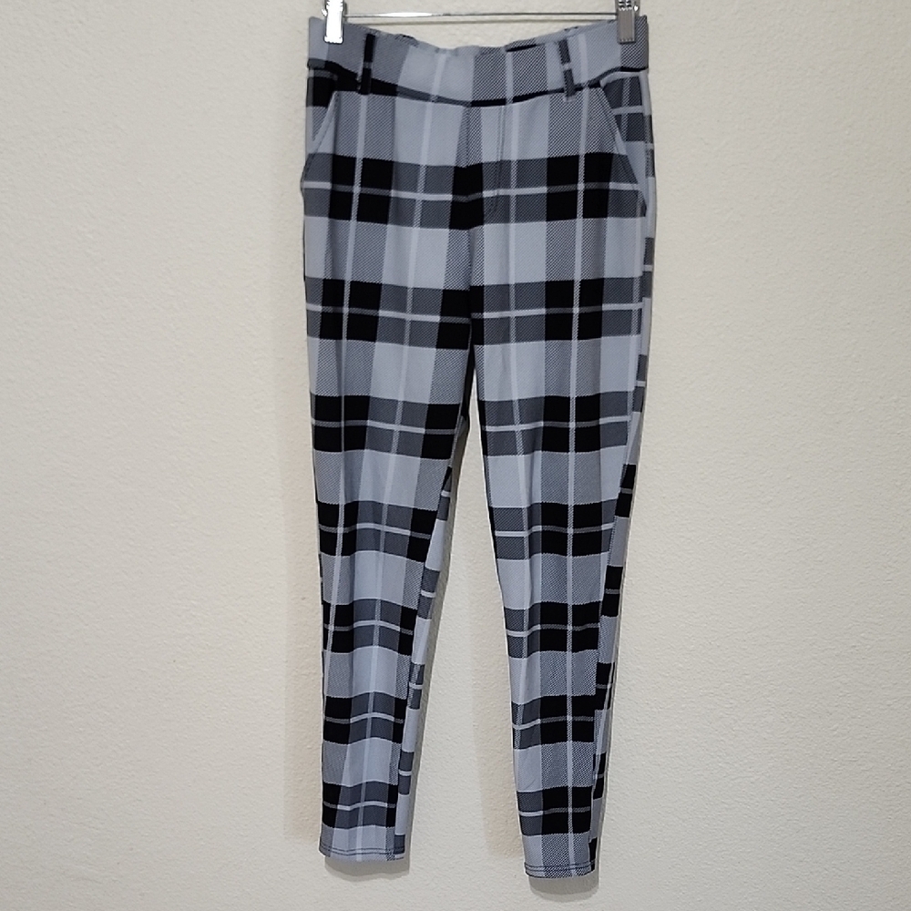 Kids Plaid Casual Pants - Black and Gray - Picture 1 of 8